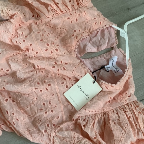 VICI Delilah Eyelet Cutout Maxi Dress Peach Pink Small S NWT boho romantic - Picture 13 of 16